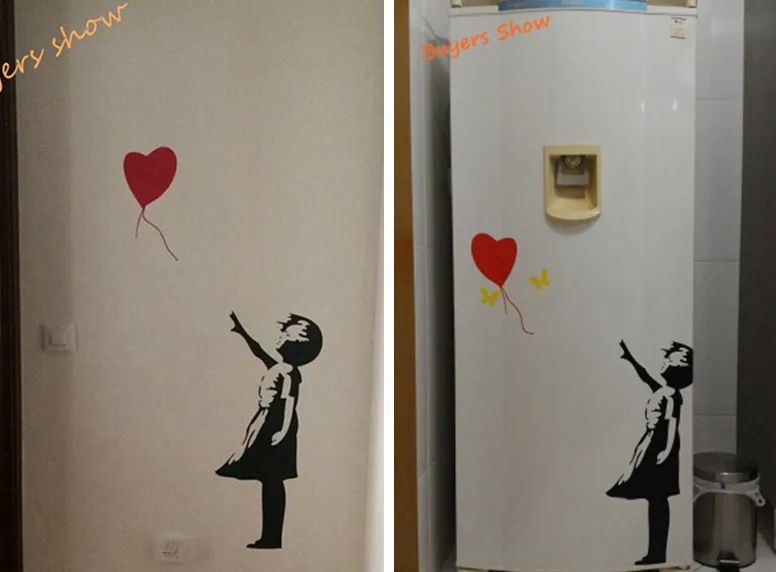 Banksy на стену наклейки, шар девушка вдохновил-Бэнкси Виниловые Наклейки на стены искусства Стикеры