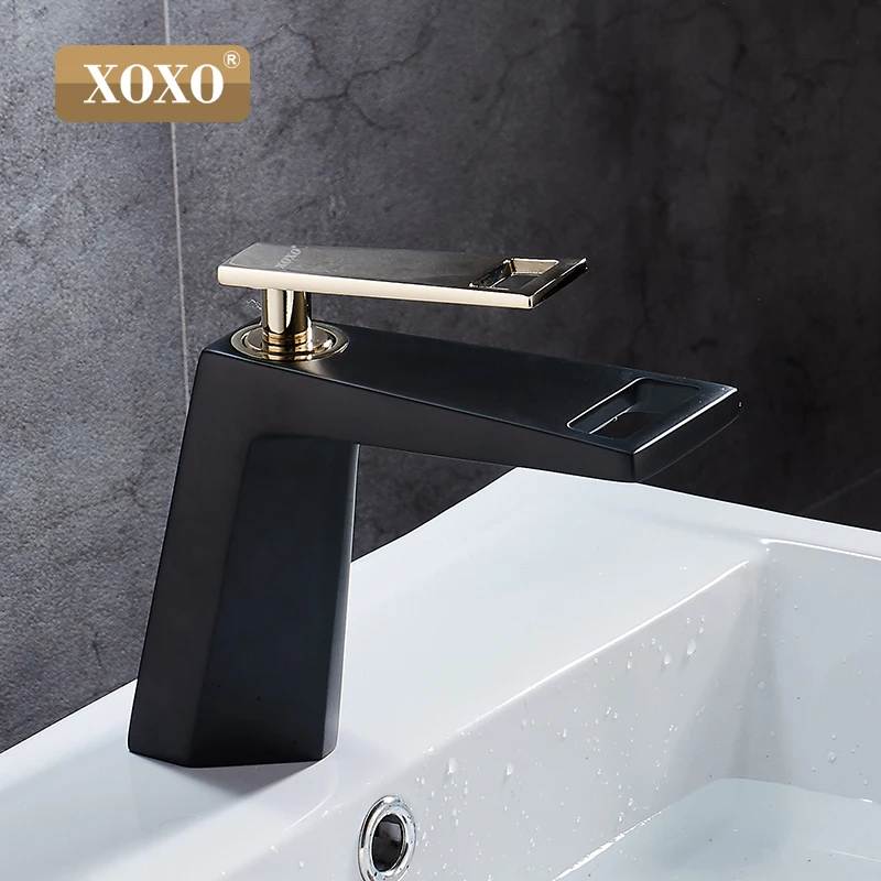 Billig XOXO schwarz weiß bad basinfaucet Hohl form bad Wasserfall armaturen einzigen handgriff wasser mischbatterie 80015
