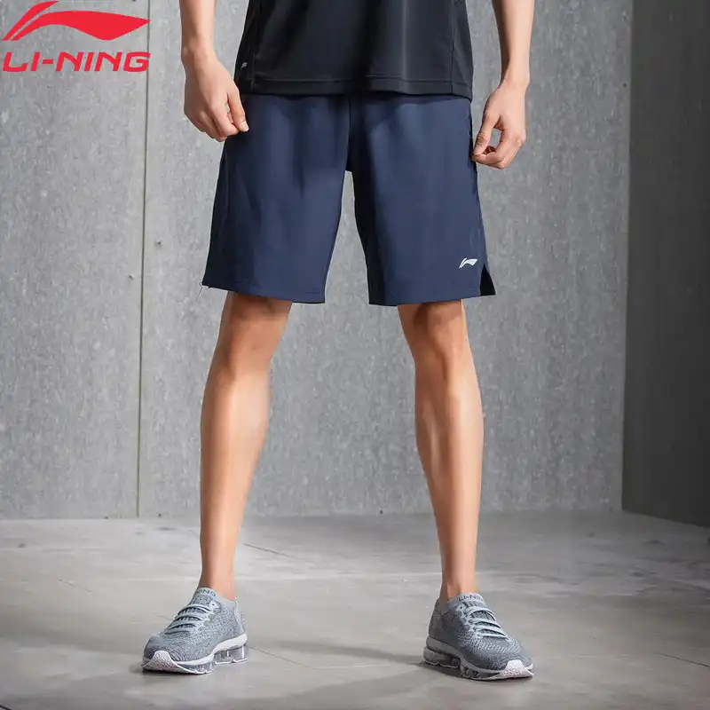 Li-Ning мужские тренировочные шорты для спортзала из полиэстера, удобные шорты для фитнеса на сухой дышащей подкладке, спортивные шорты AKSN079 MKY359 - изображение