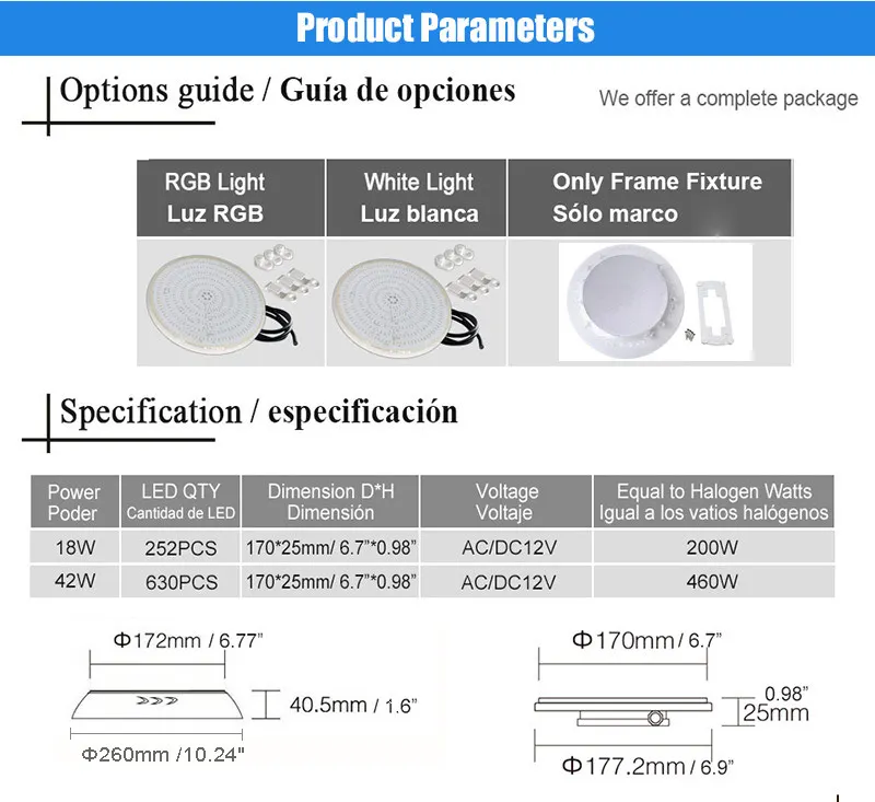 HOTOOK подводный светильник s PAR56 RGB Светодиодный светильник для бассейна IP68 водонепроницаемый настенный Focos светодиодный светильник для бассейна 12 в 18 Вт 42 Вт