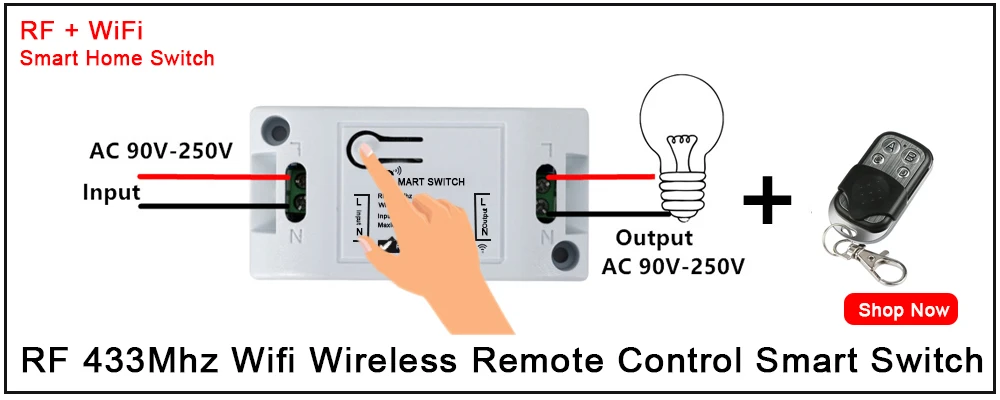 QIACHIP Wi-Fi Smart Switch Беспроводной удаленного Управление свет таймер реле AC 110 V 220 V домашней автоматизации работы с amazon Alexa