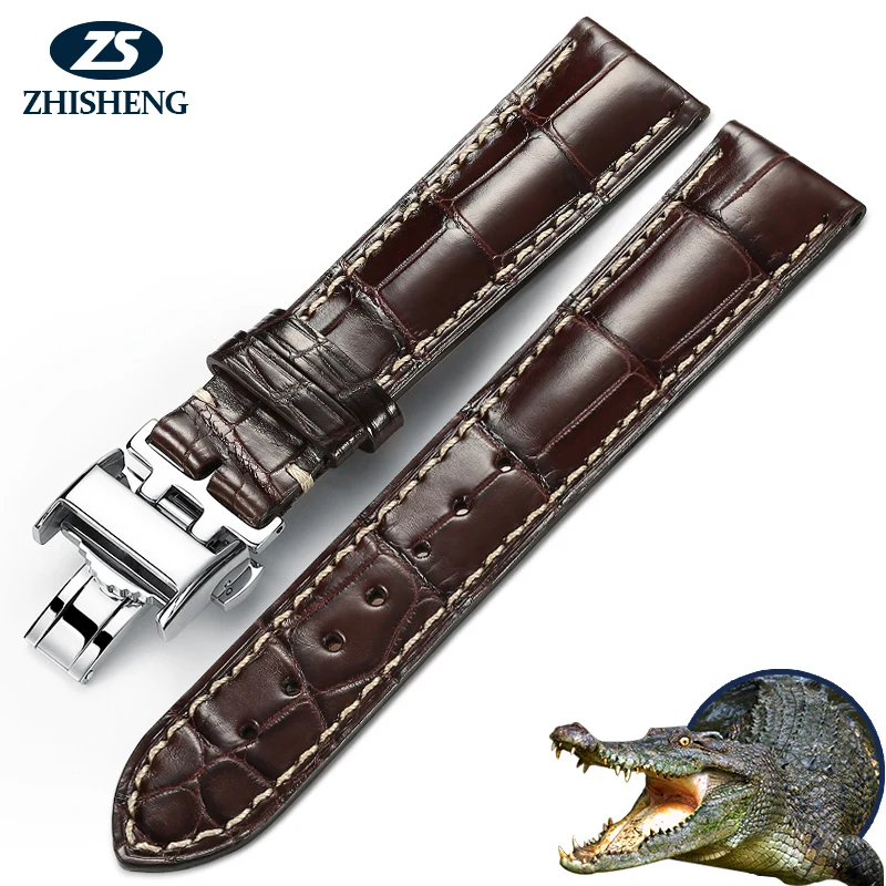 

high quality luxury crocodile handmade leather strap man watches