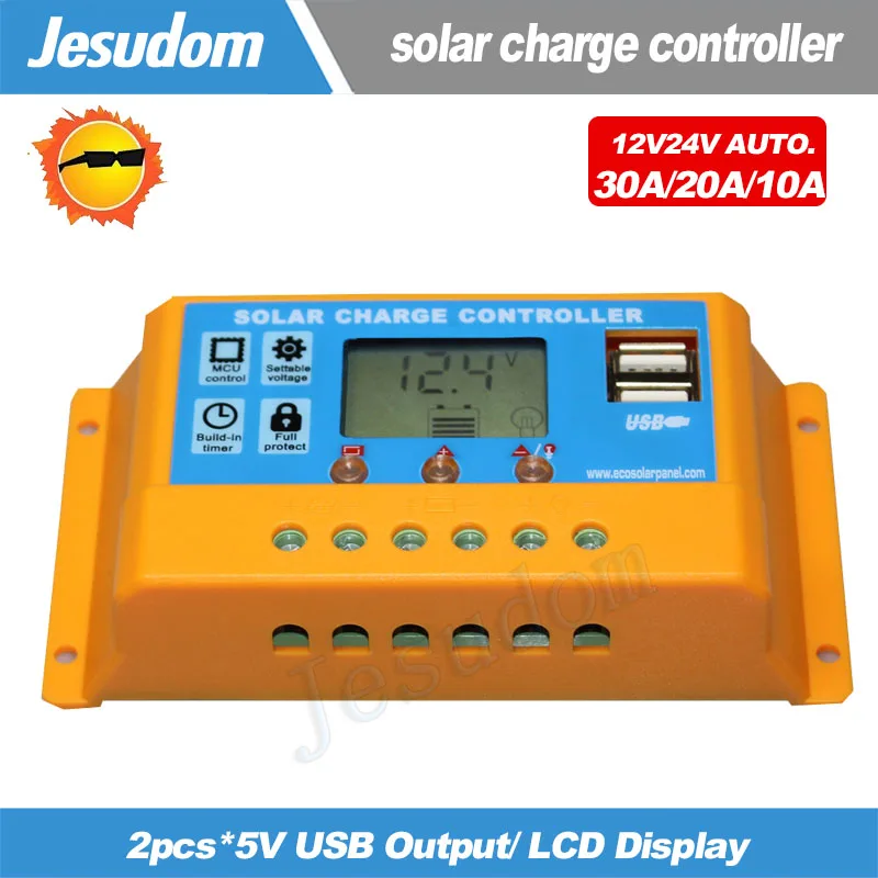 

Free Shipping!! 10A 20A 30A 12v/24v auto Solar Charge Controllers solar panel battery regulator LCD display solar controller
