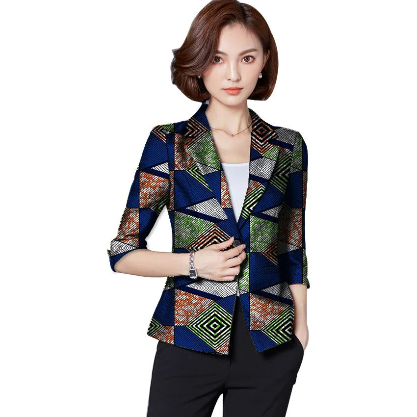 Afrique Dames Manches Veste Femmes Africain 2 6 3 Festive 4 Mesure Blazers Sur Ankara À Costume 1 Impression 5 Mode Longues 5q0PzwxP
