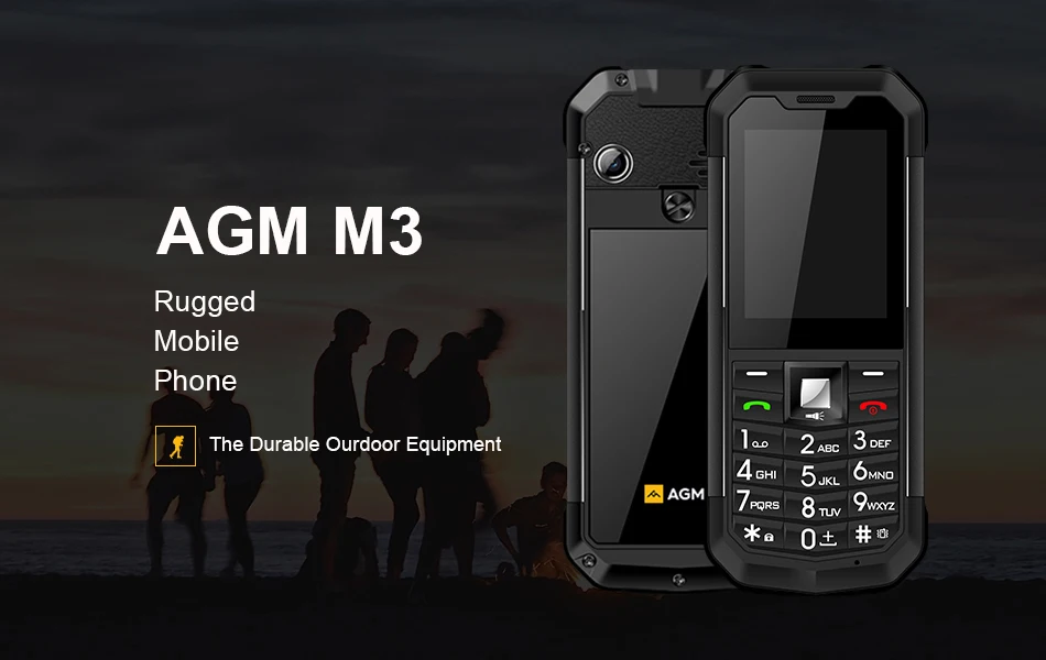 Официальный AGM M3 русский прочный двойной SIM открытый 2,4 ''Телефон IP68 водонепроницаемый ударопрочный пылезащитный фонарь 1970 мАч фонарик