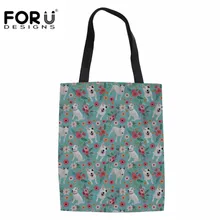 FORUDESIGNS/брендовая Холщовая Сумка с принтом Бультерьера, тканевая многоразовая сумка для покупок, большие женские пляжные сумки, сумки для продуктов