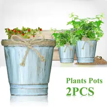 2 шт. бытовые винтажные шикарные Металлические ремесла пеньковая веревка шнурки шпагат железные ведра украшение горшков украшения суккулентные растения для хранения