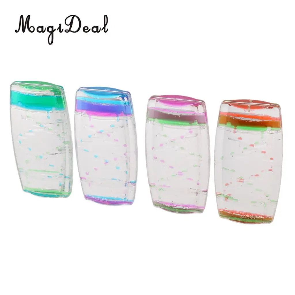 MagiDeal 1Pc Acrylic Creative Square Floating Oil Liquid Bubbler Motion Timer Hour Glass Ladder Home Desk Decor Random Color