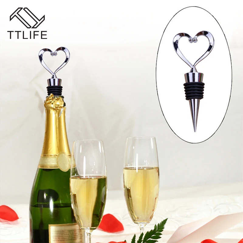 

TTLIFE 1pcs Delicate Heart Shaped Wine Bottle Stopper Zinc Alloy Bottle Stopper Reusable Vacuum Sealed Wine Plug Bar Tools