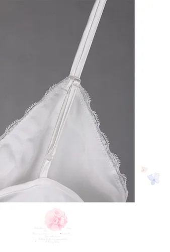여성용 레이스 나이트가운, V넥 잠옷, 화이트 앵클 하이 나이트웨어, 스파게티 스트랩, 긴 잠옷, SLA501W 5