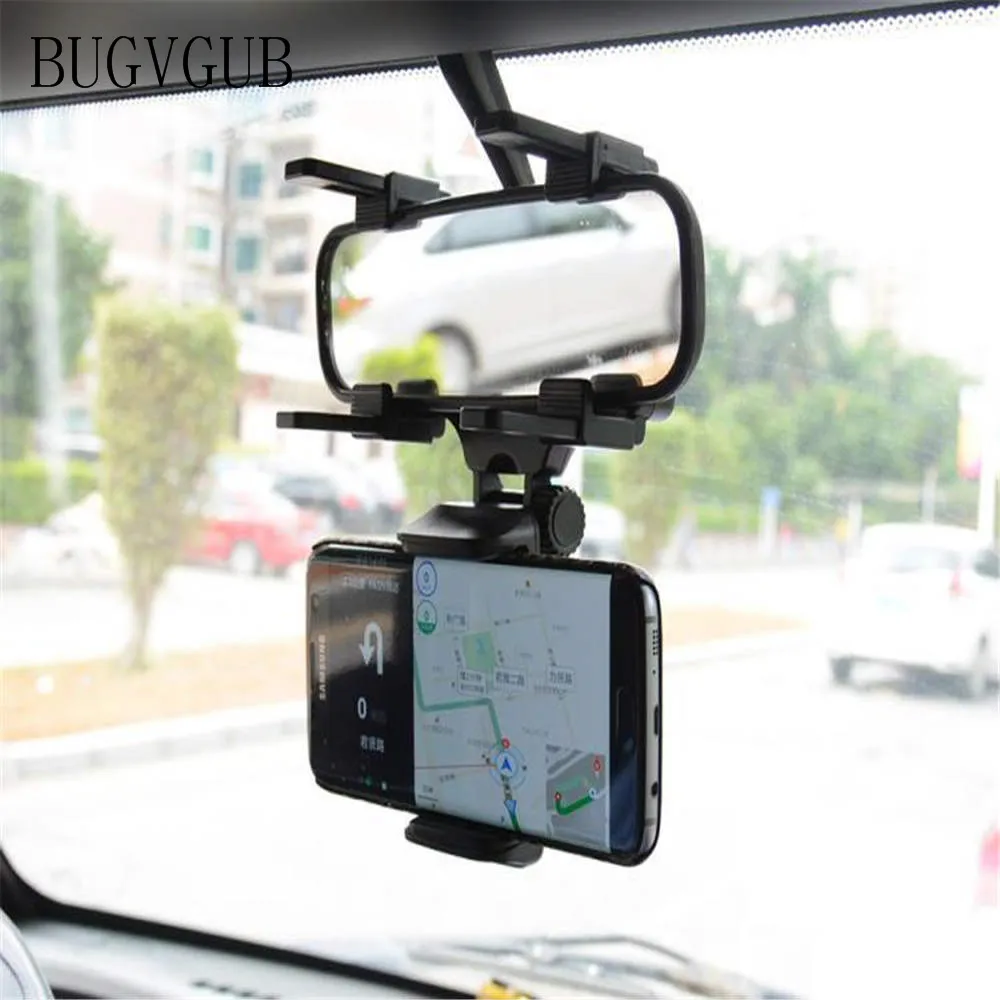 

Universal Car Phone Holder Mobile Phone Mount Bracket Smartphone Stand 360 Degree Rotation Rearview Mirror for iPhone Samsung
