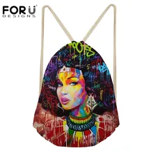 FORUDESIGNS/Женская абстрактная художественная сумка для девочек в Африканском и американском стиле, плечевая сумка с принтом, женская сумка на шнурке для женщин, пляжная сумка