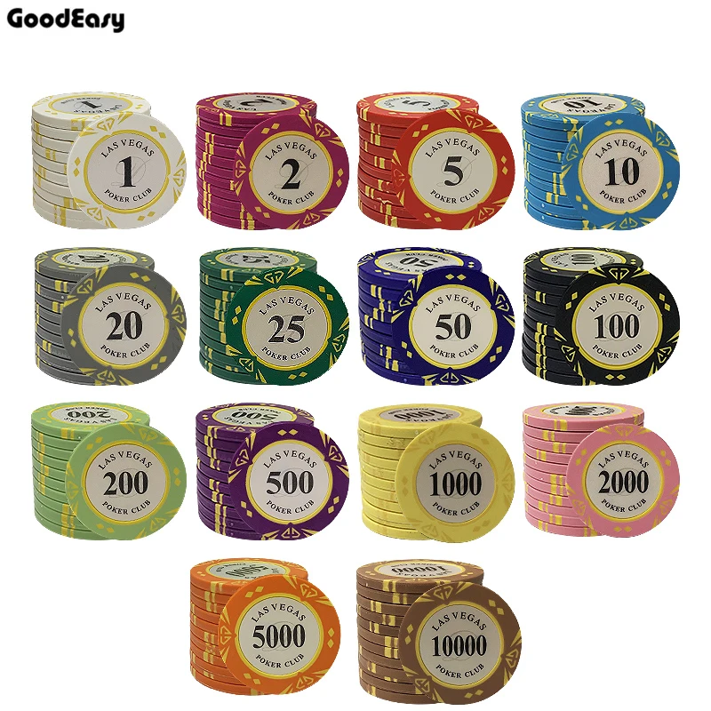 100/200 шт в стиле Лас-Вегаса с изображением казино покера глины фишки для покера комплект Изготовленный На Заказ Акриловая чип коробка фишки для покера Техасский Холдем доллар монеты покер Лас-Вегасе