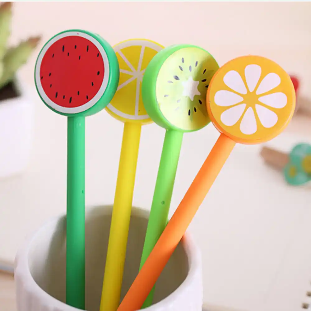 Cute Kawaii Fruit Decoration Ball Ballpoint Pens 0.38mm Ballpen School Supllies