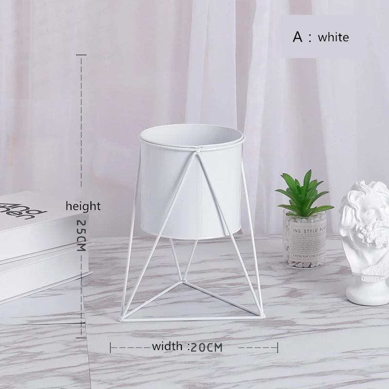 Скандинавские Инс креативный комнатный минималистичный гостиная поддельное украшение цветочный горшок домашняя декорация Кованое железо подставка для цветов - Цвет: A white
