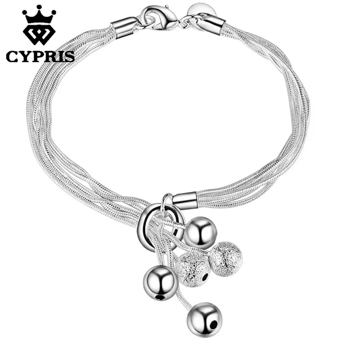 

Hot Ball Bracelet Fashion silver rolo chain bracelet Factory Price CYPRIS famous bracelet women men lady gift 925