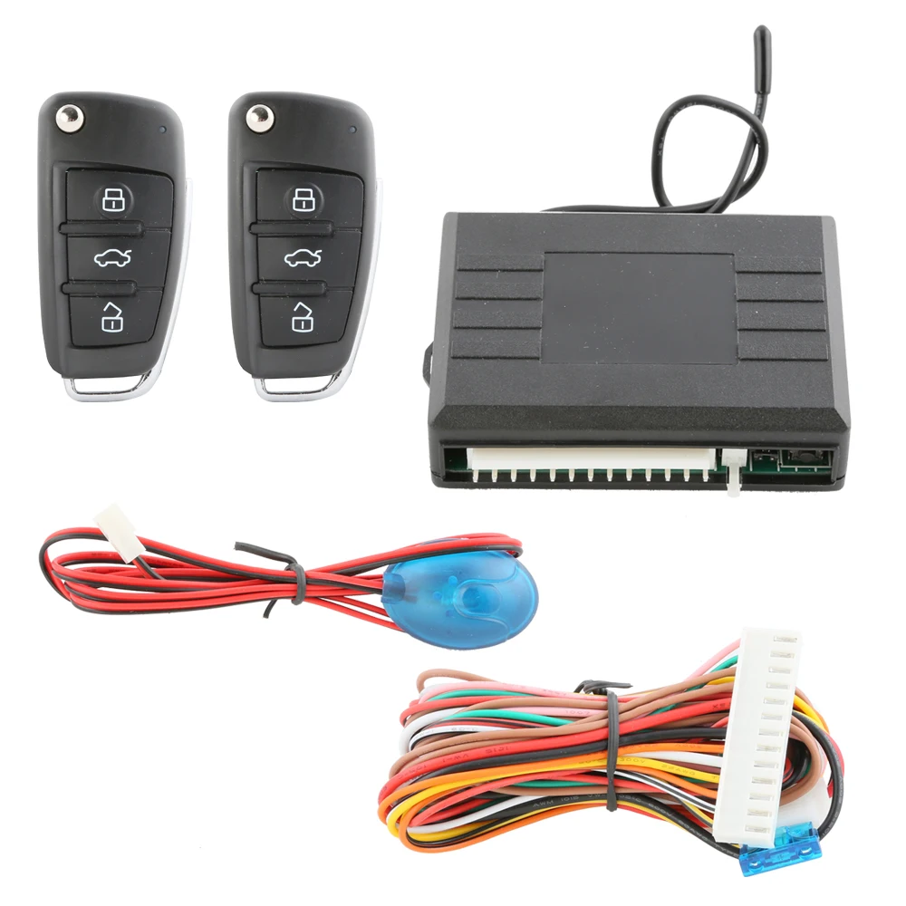 Quality universal car keyless entry system customized flip key LED light remote trunk release central door