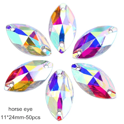 Смола всех форм кристалл AB смолы Круглые пришивные стразы с плоским основанием пришивные стразы для одежды B3688 - Цвет: Horse eye 11x24mm