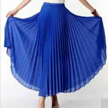 Сезон: весна–лето юбки женские Универсальный Сплошной Цвет шифоновое Плиссированное длинное юбка удлиненная юбка-колокол пляжная юбка в цыганском стиле женские