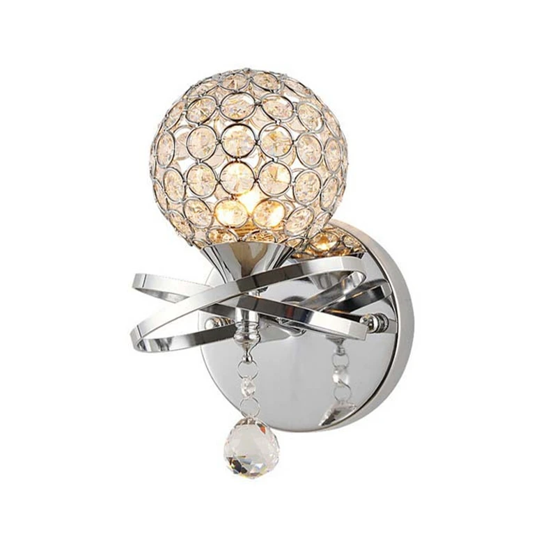 

Free Shipping Simple Modern K9 Crystal Wall Art Creative Art Lamp Bedside Bedroom Living Room Study E14 Wall Lamp
