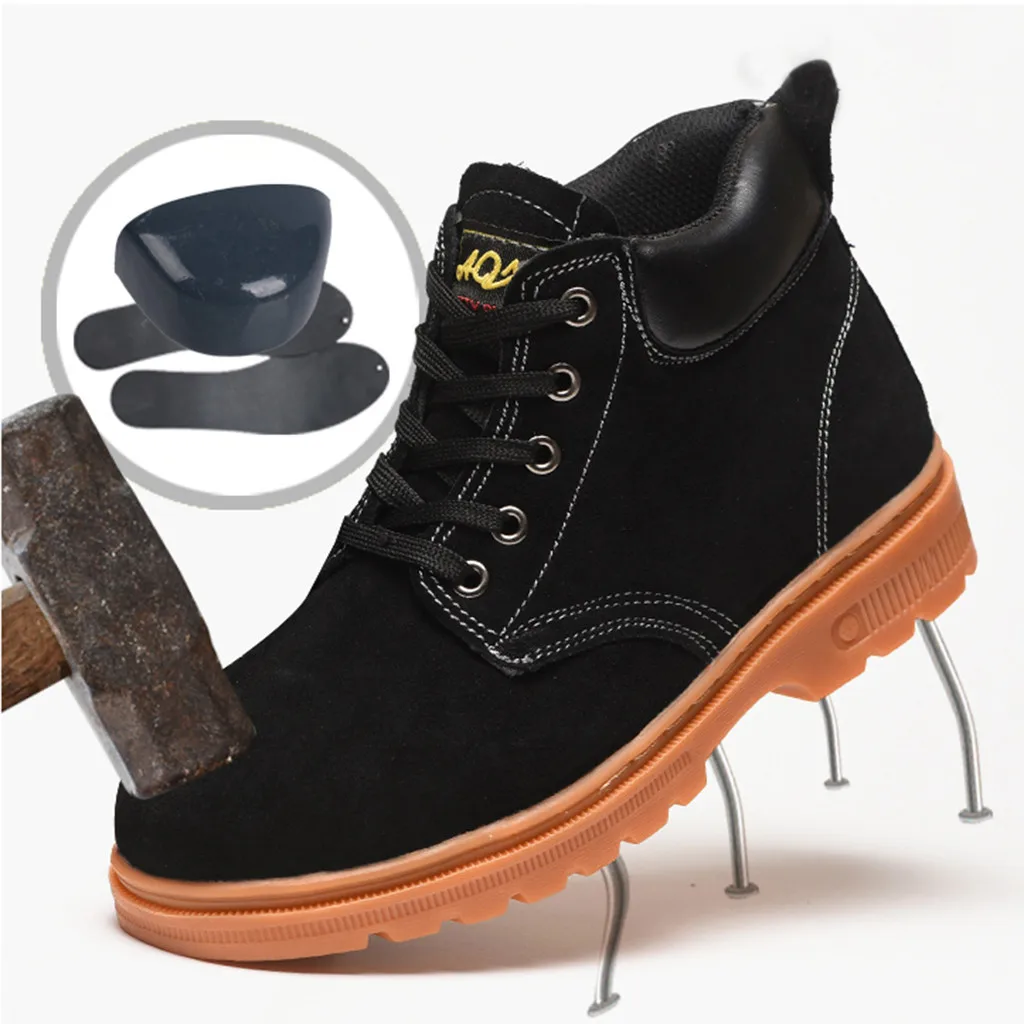 

Women's safety shoes men outdoor steel toe Lace Up Anti-Smashing Piercing Work Shoes Warm Short Boots zapatos de hombre#y4