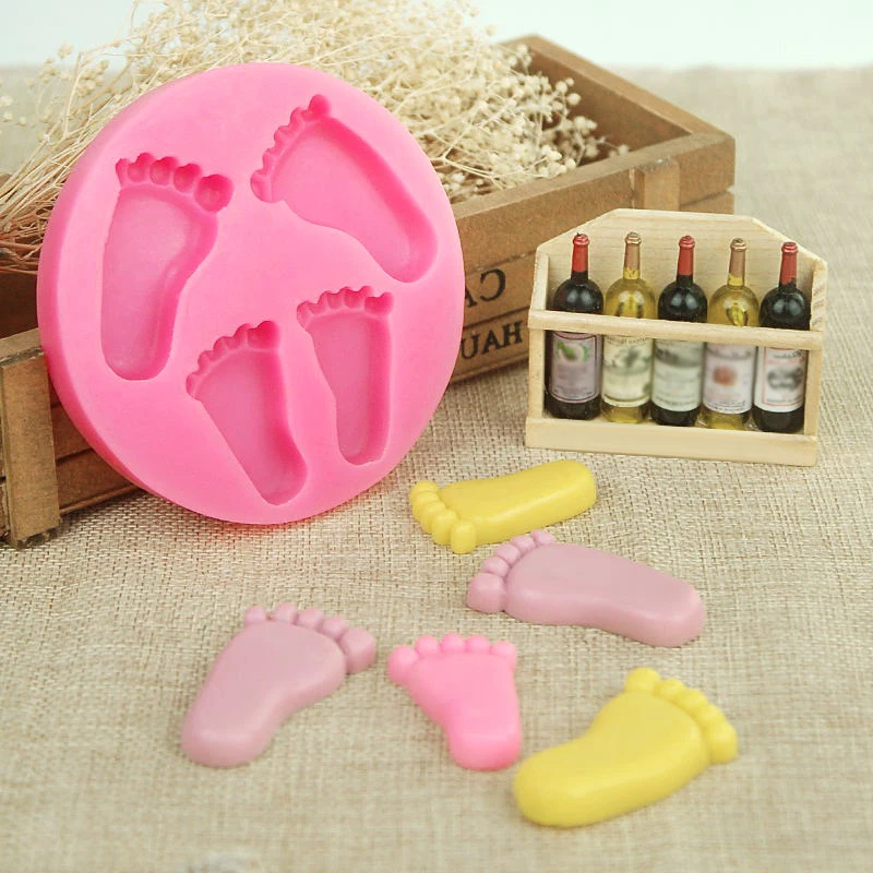 

1pc creative 3D Baby Feet Silicone mlod Fondant Mould Clay Chocolate Cake Decoring sugar craft Baking kitchen Tools accessories