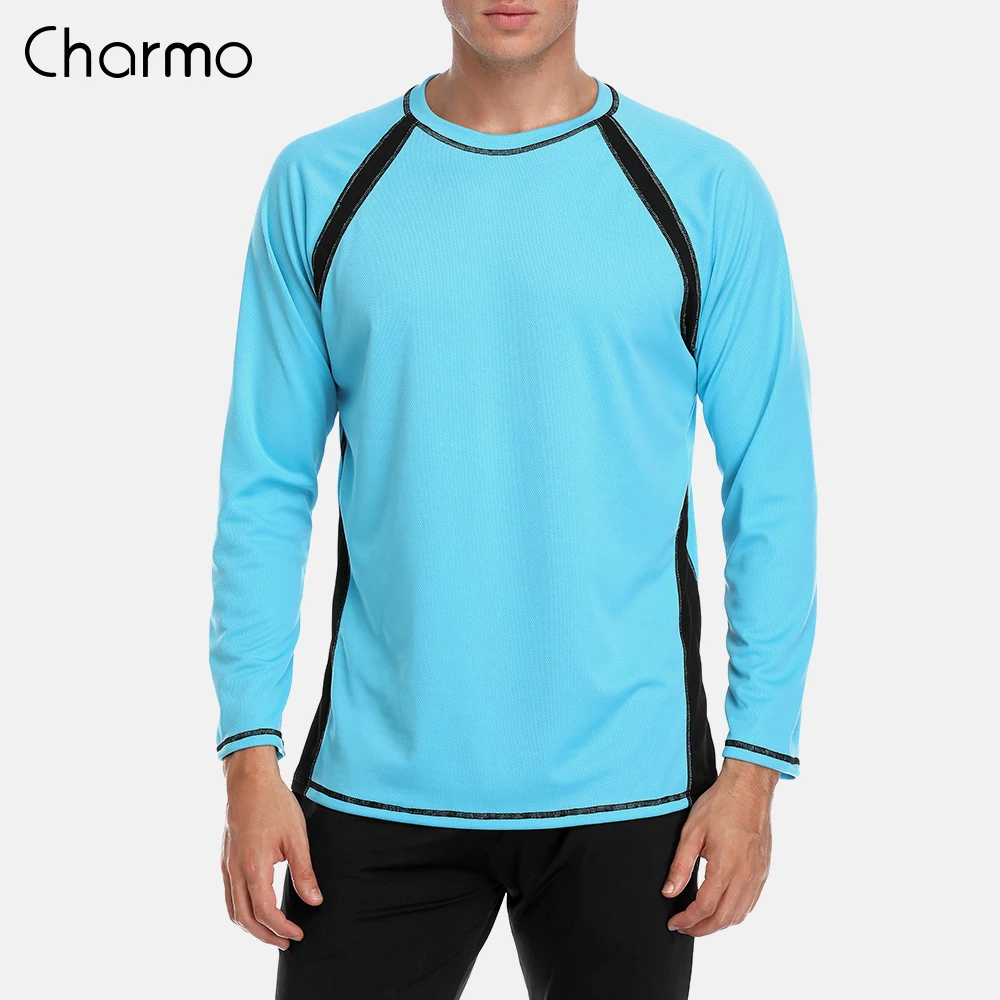Charmo الرجال طويل كم Rashguard الجافة قمصان مناسبة الرجال الغوص تصفح قميص الأشعة فوق البنفسجية حماية طفح الحرس أعلى UPF 50 + خليط الشاطئ ارتداء Charmo الرجال طويل كم Rashguard الجافة قمصان مناسبة الرجال الغوص تصفح قميص الأشعة فوق البنفسجية حماية طفح الحرس أعلى UPF 50 + خليط الشاطئ ارتداء