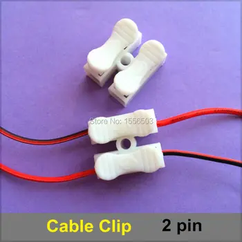 

500pcs 2pin Spring Cable Clip self lock press push quick White 2P Wire clip connector wiring Terminal for car led strip lamp