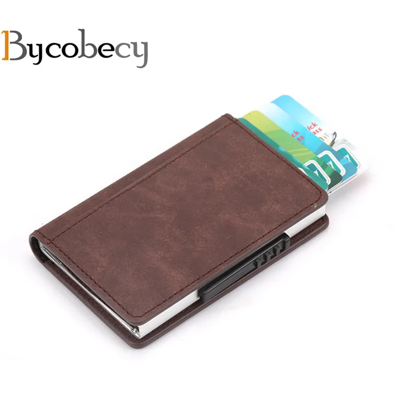 

Bycobecy Magnetic Buckle Card Wallet Business Metal Card Purse Bank Card Box RFID Blocking Card Holder Minimalist Wallet Holder