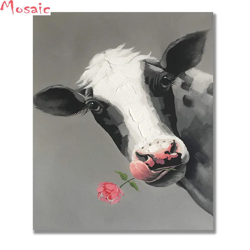 

DIY Diamond Painting,cross stitch Full Diamond Embroidery Painting Wall Sticker for Home Wall Decor-Cute Cow Animal