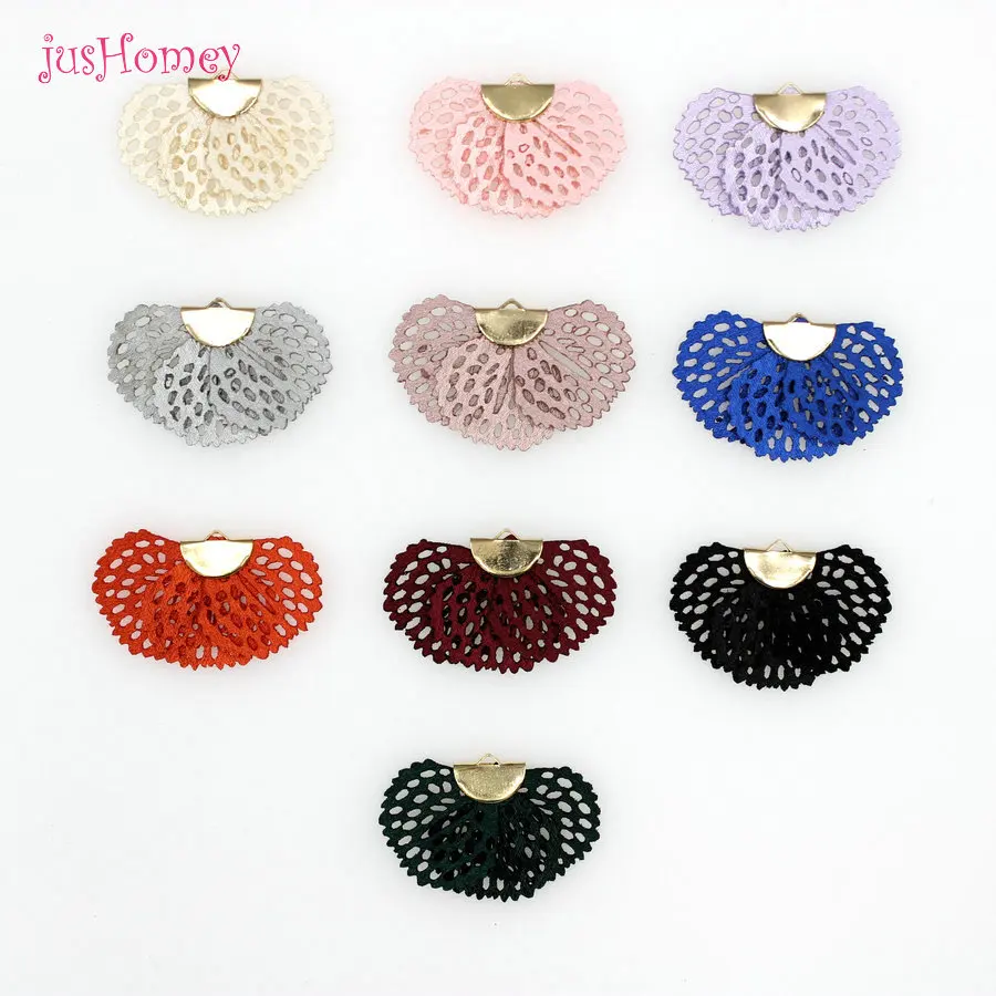 

100PCS Chic Fan Shaped Fabric Flower Tassels Hollow Fan Tassels Mesh Petal Tassels for DIY Jewelry Making Accessory