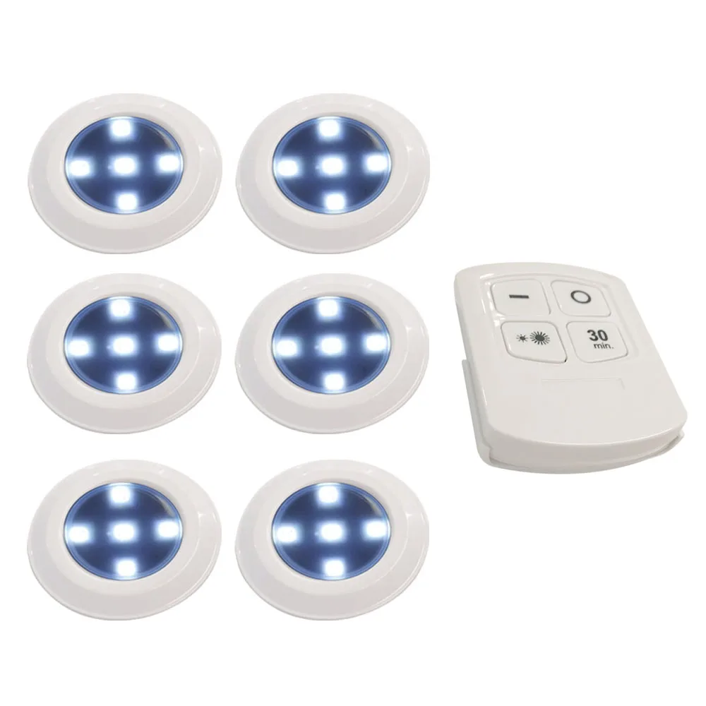 Светодиодный сенсорный датчик с дистанционным управлением для кухонных шкафов, белые 5 SMD Точечные светильники для закрытого шкафа, лестничных коридоров