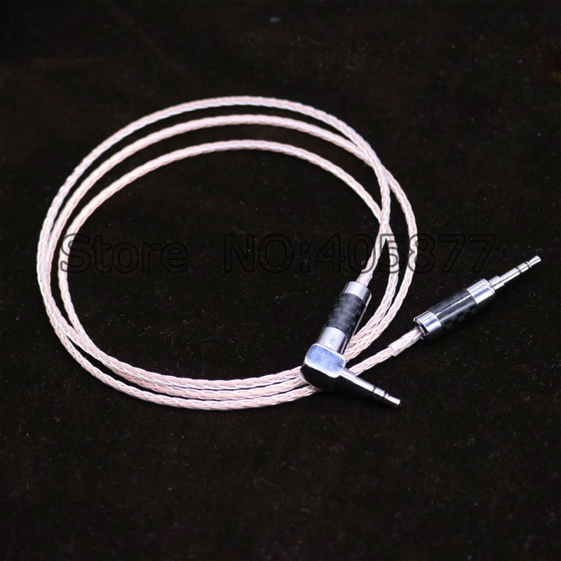 High quality copper and silver mixed braid 3 5MM Stereo Audio Cable headphone upgrade cable Right Angled Plug to straight Plug