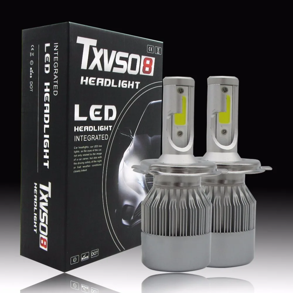 TXVSO8 2x H4 Hi/Lo LED 110W Car Headlight Double Beam Lamps Kit Globes Bulbs 360 Degree Car