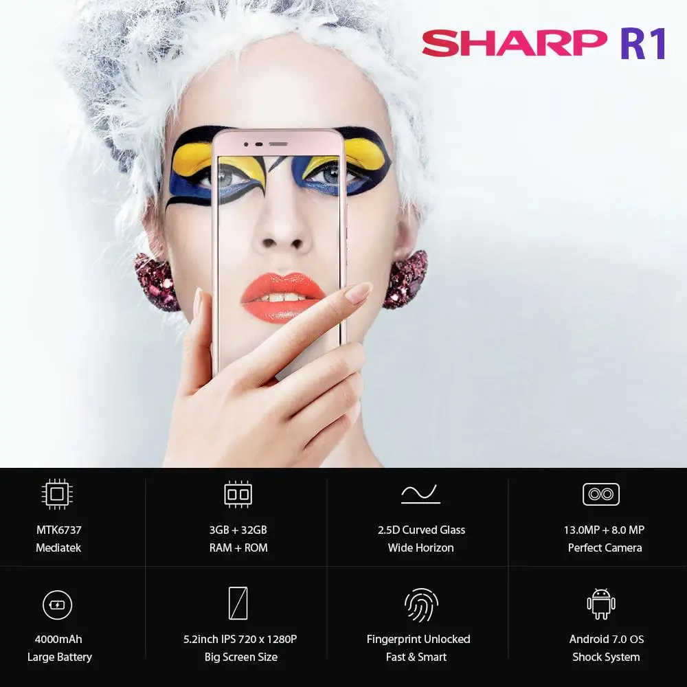 Глобальная версия SHARP R1 4G FDD LTE 5," 1280x720 Dual SIM мобильный телефон MTK6737 четырехъядерный отпечаток пальца 4000 мАч обновление OTA