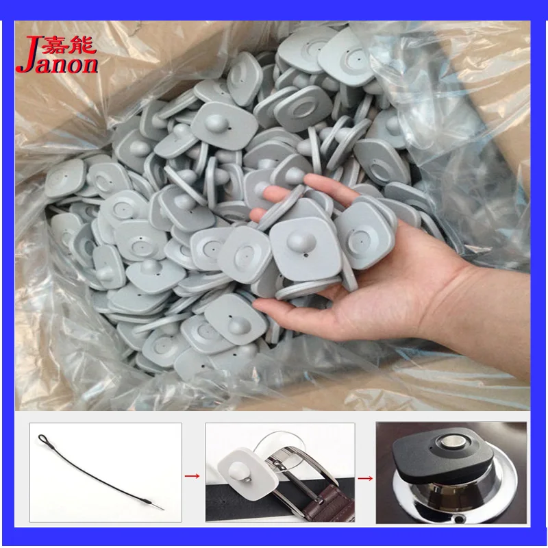 clothing security tag 8.2mhz eas tag with pins X1000pcs mini square