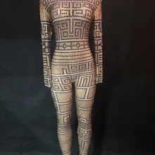 Женский сексуальный блестящий черный золотой комбинезон с камнями сексуальный сетчатый прозрачный боди со стразами Комбинезоны для сцены, дня рождения, танцевальная одежда DS DJ