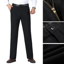 ZOGAA осенние и зимние мужские удобные брюки деловые повседневные брюки прямые свободные осенние и зимние толстые брюки