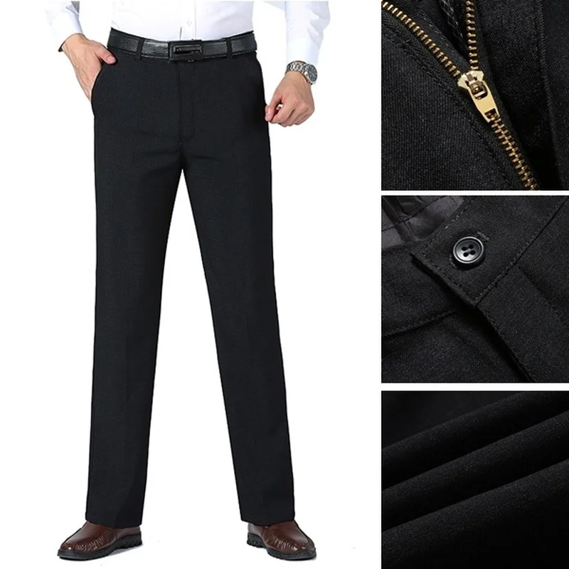 ZOGAA Autumn and winter Men Comfortable Suit pants business casual pants straight loose autumn and winter thick pants ZOGAA Autumn and winter Men Comfortable Suit pants business casual pants straight loose autumn and winter thick pants