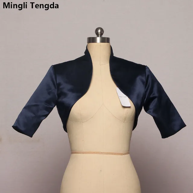 Best Product Mingli Tengda Navy Stain Wedding Bolero Wraps Bridal Jacket Cape Half Sleeves Bridal Bolero Women Shawl Chest Women Coat Cloak