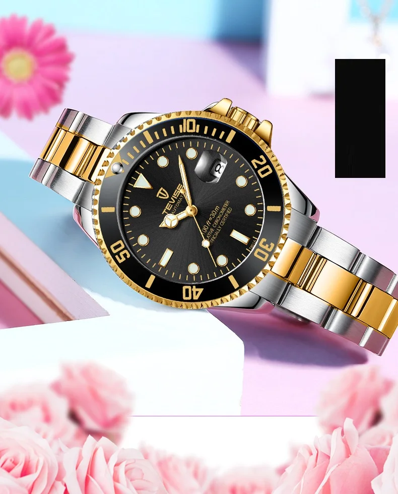 Women Watches TEVISE T801 Automatic Watch Woman Rotatable Case Montre Femme Mechanical Wristwatches With Watchband Fix Tool (9)