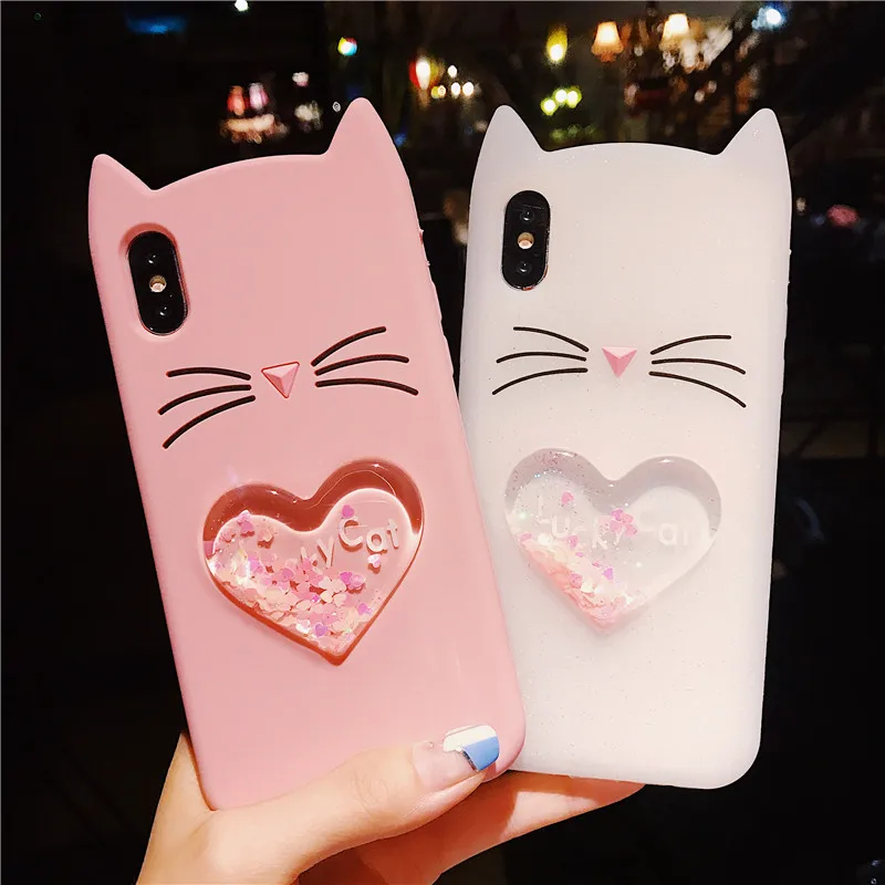 

GlamPhoneCase Cute Lucky Cat Glitter Quicksand Phone Case for iphone X 8 8plus 6 6plus Soft Silicone Cover for iphone 7plus 7 6S