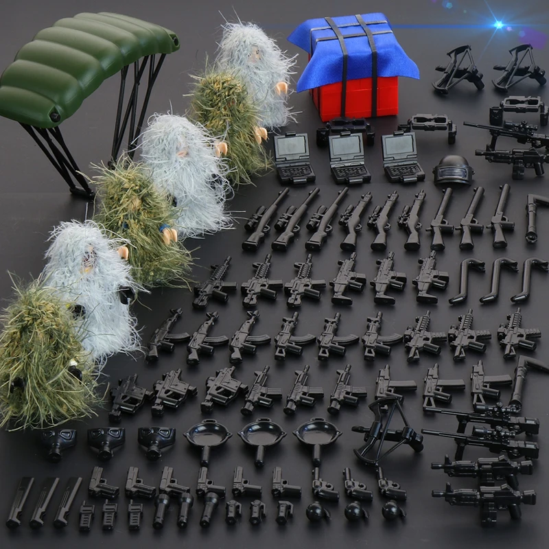 

Snow Camouflage Survival Geely Dresses Stimulate Battlefield Eating Chickens and Military Building Blocks To Assemble Boys'Toys