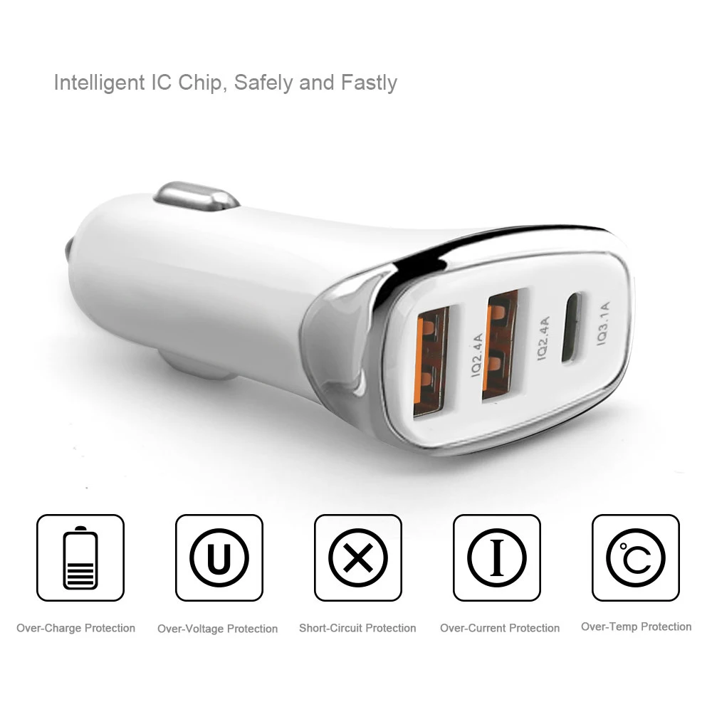 Untoom 2-في-1 شاحن سيارة USB نوع C الذكية السريع شاحن آيفون 6/7/8/X xiaomi سامسونج غالاكسي S8 سريع الهاتف المحمول شاحن