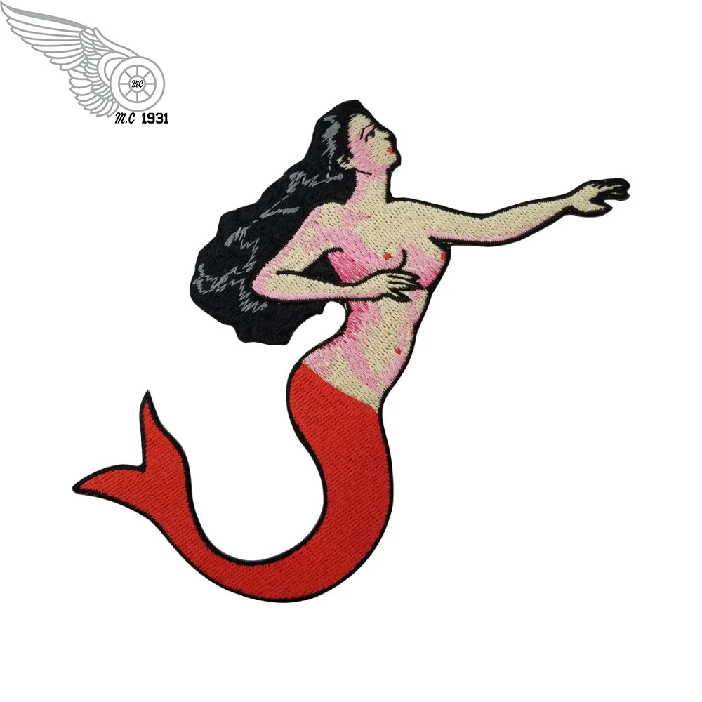 Mermaid Beauty Embroidered Twill Patch Iron On Clothing 100% Embroidery