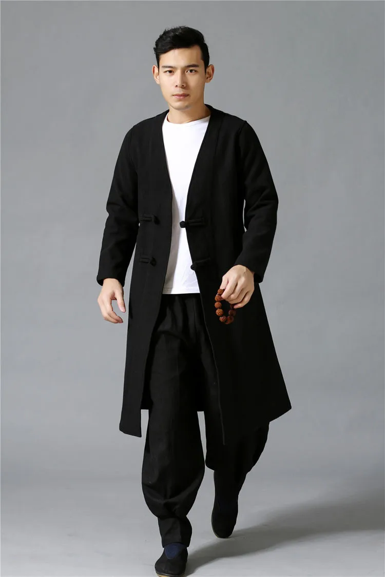 Самый крутой этнических тенденции моды ветровка плащ mianyiwaitao натуральный лен стекаются длинная куртка пальто 2 цвета Большие размеры