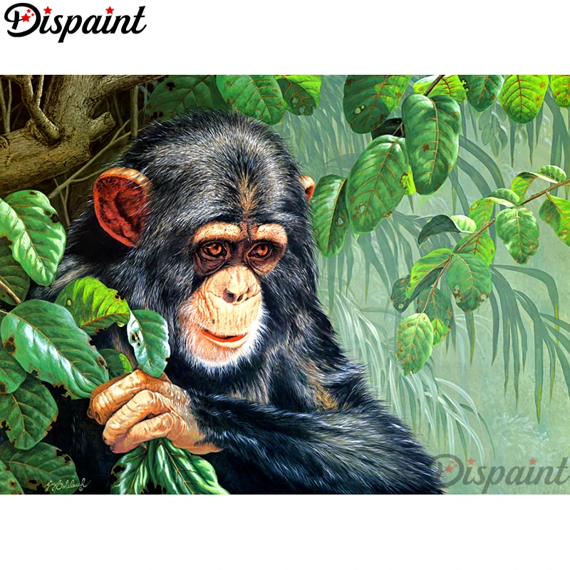 

Dispaint Full Square/Round Drill 5D DIY Diamond Painting "Animal monkey" 3D Embroidery Cross Stitch Home Decor Gift A10085