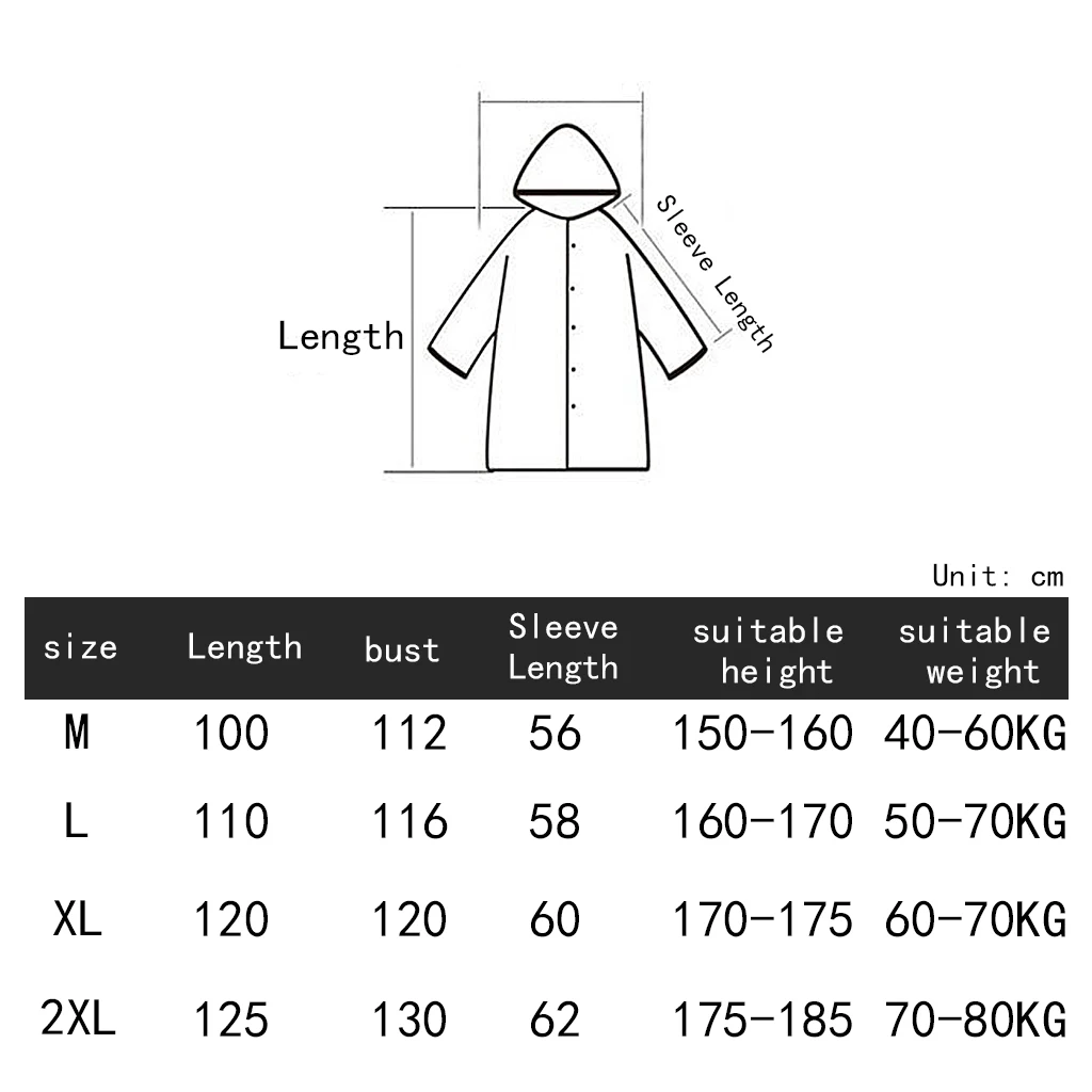 Длинный плащ-дождевик прозрачный дождевик для женщин и мужчин EVA толстый дождевик Универсальный дождевик водонепроницаемый пончо походный Тур дождевик