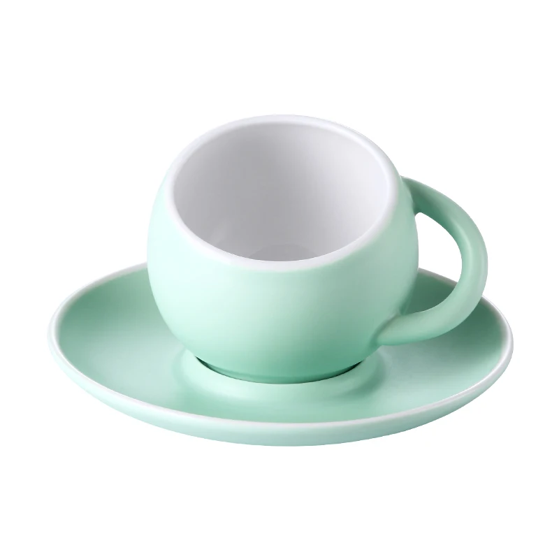 Креативная шлифованная сферическая кофейная чашка, набор керамических чашек и блюдцев, английская послеобеденная кружка, домашняя посуда для напитков, свадебные подарки, кофейные чашки - Цвет: Green 1 pcs set
