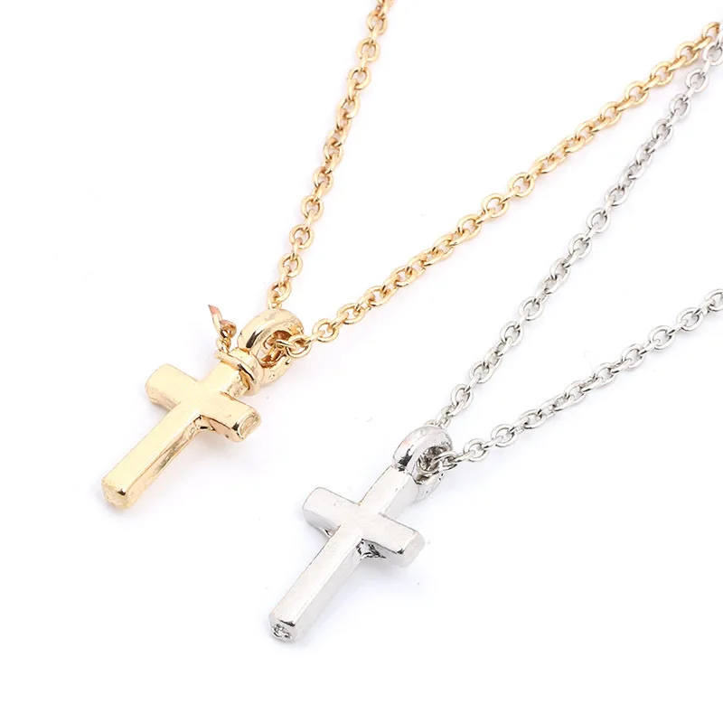 

Wholesale Chain Cross Necklace for Girl Women Alloy Small Charm Cross Necklace In Gold Silver Color Handmade Jewelry